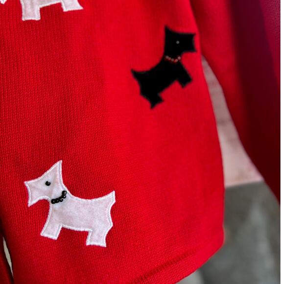 Vintage 90's red Classics scottie cardigan sweater size M kitschy - Picture 2 of 5